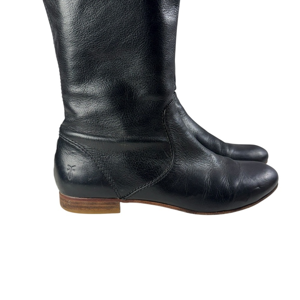 Frye Black Leather Knee-High Riding Boots - Picture 3 of 9